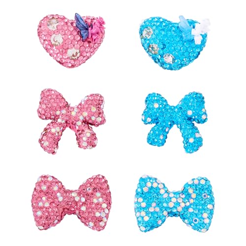 FASHEWELRY Schleifen-Strass-Perlen für Stifte, handgefertigte Schleife, Polymer-Ton, Glitzer, klobige Perlen für Schlüsselanhänger, Armband, Schmuckherstellung, Basteln, 6 Stück FASHEWELRY Schleifen-Strass-Perlen für Stifte, handgefertigte Schleife, Polymer-Ton, Glitzer, klobige Perlen für Schlüsselanhänger, Armband, Schmuckherstellung, Basteln, 6 Stück von FASHEWELRY