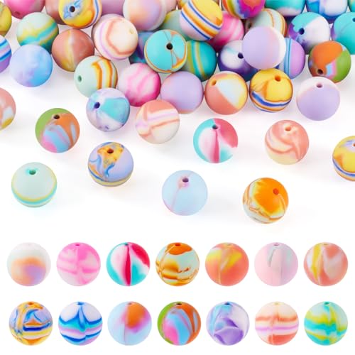 FASHEWELRY Silikon-Fokalperlen für Stifte, schillerndes Gummi-Armbandherstellungs-Set, 15 mm, runde Abstandshalter, Silikonperlen, Großpackung für Schlüsselanhänger, DIY, Basteln, Perlenstifte FASHEWELRY Silikon-Fokalperlen für Stifte, schillerndes Gummi-Armbandherstellungs-Set, 15 mm, runde Abstandshalter, Silikonperlen, Großpackung für Schlüsselanhänger, DIY, Basteln, Perlenstifte von FASHEWELRY