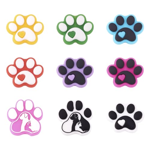 FASHEWELRY Silikonperlen mit Hundepfoten, Cartoon-Tier-Fußabdrücke, Silikon-Perlen, Gummi, lose Abstandshalter für Stift, Schlüsselband, Schlüsselanhänger, Schmuckherstellung, 18 Stück FASHEWELRY Silikonperlen mit Hundepfoten, Cartoon-Tier-Fußabdrücke, Silikon-Perlen, Gummi, lose Abstandshalter für Stift, Schlüsselband, Schlüsselanhänger, Schmuckherstellung, 18 Stück von FASHEWELRY