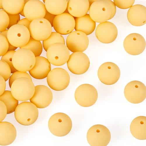 FASHEWELRY Silikonperlen zur Schmuckherstellung, 15 mm, gelbe runde Gummiperlen für Schlüsselanhänger, Armbänder, Perlen, Stiftdekoration, Bastelarbeiten, 50 Stück FASHEWELRY Silikonperlen zur Schmuckherstellung, 15 mm, gelbe runde Gummiperlen für Schlüsselanhänger, Armbänder, Perlen, Stiftdekoration, Bastelarbeiten, 50 Stück von FASHEWELRY