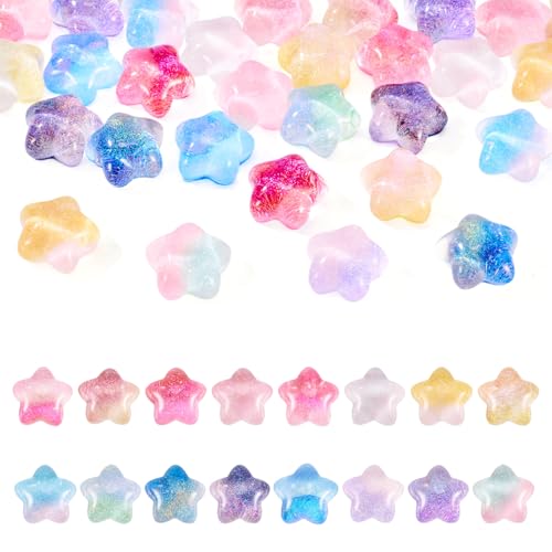 FASHEWELRY Stern-Cabochons aus Kunstharz, 16 Farben, leuchtende Sterndekoration, kein Loch, Glitzer-Cabochons für Bilderrahmen, Haarspangen, Handyhüllen, Brillen, Schuhe, Dekoration, 32 Stück FASHEWELRY Stern-Cabochons aus Kunstharz, 16 Farben, leuchtende Sterndekoration, kein Loch, Glitzer-Cabochons für Bilderrahmen, Haarspangen, Handyhüllen, Brillen, Schuhe, Dekoration, 32 Stück von FASHEWELRY