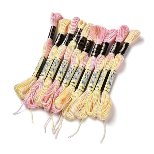 FASHEWELRY Stickgarn, 10 Knäuel, 0,5 mm, gefärbtes Kreuzstichgarn, 6-lagig, Freundschaftsarmband, Schnur für Schmuckherstellung, Armbänder, Nähen, Stricken, Nähen, Basteln, DIY (Champagnergelb) von FASHEWELRY