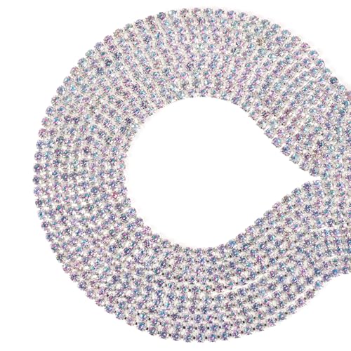 FASHEWELRY Strass-Kette mit Farbverlauf, 4,5 m, 2,5 mm Farbverlauf, zum Nähen, Basteln, Diamant-Kristallbesatz, Krallenkette, Silberkrallenkette, Strass-Ketten für Kleidung, Schuhe, Schmuck von FASHEWELRY