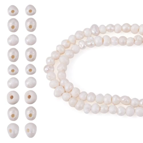 FASHEWELRY Süßwasser-Zuchtperlen, 1,5–2 mm, Klasse AA, natürliche Perlen, Kartoffelperlen, runde Perlen, lose Perlen für DIY-Armbänder, Halsketten, Hochzeits-Bastelbedarf, 225 Stück (Seashell Farbe) von FASHEWELRY