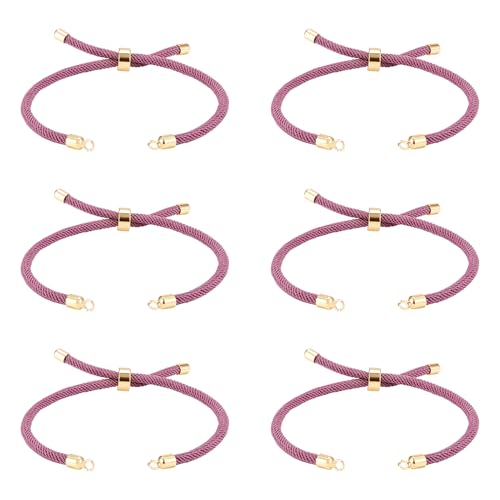 FASHEWELRY Verstellbare Schieberarmbänder aus geflochtenem Nylon, zur Herstellung von Kordeln, Gliederarmband mit goldenen Messing-Fundstücken für DIY-Schmuckherstellung, indisches Rot, 10 Stück von FASHEWELRY