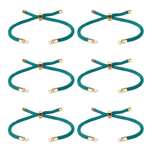FASHEWELRY Verstellbare Schieberarmbänder für Schmuckherstellung, Nylonschnur, Gliederarmband, gedrehte Kordel-Armbänder mit goldenen Messing-Fundstücken für DIY-Armbandzubehör (Helles Meergrün) von FASHEWELRY