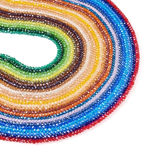 FSHEWELRY facettierte, galvanisierte Glasperlen, Strang, 25 Farben, 4 x 3 mm, facettierte, runde transparente Kristallperlen, lose Perlen für DIY-Schmuckherstellung, Handwerk, 2875 Stück FSHEWELRY facettierte, galvanisierte Glasperlen, Strang, 25 Farben, 4 x 3 mm, facettierte, runde transparente Kristallperlen, lose Perlen für DIY-Schmuckherstellung, Handwerk, 2875 Stück von FASHEWELRY