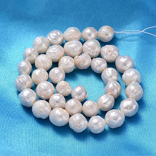 Fashewelry 1 Strang natürliche Keshi-Perlen, beige, Süßwasser-Zuchtperlen, lose Perlen, 10 ~ 12 mm, für DIY-Halsketten, Armbänder, Ohrringe, Schmuckherstellung, ca. 37 Stück/Stränge von FASHEWELRY