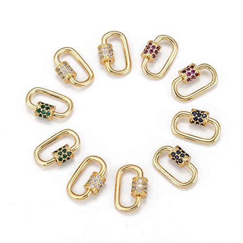 Fashewelry 10 Stück gemischte Farben Mikro-Pavé-Fassung Zirkonia Karabiner Verschluss Charm oval Verschluss Schraubverschluss Karabiner 19 x 12 mm für Halsketten Schlüsselanhänger Schmuckherstellung Fashewelry 10 Stück gemischte Farben Mikro-Pavé-Fassung Zirkonia Karabiner Verschluss Charm oval Verschluss Schraubverschluss Karabiner 19 x 12 mm für Halsketten Schlüsselanhänger Schmuckherstellung von FASHEWELRY