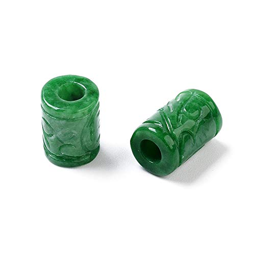 Fashewelry 10 Stück natürliche Myanmar-Jadestein-Perlen mit großem Loch, Säulen-Gravur, Edelstein, europäische Charm-Perlen, Rohrform, lose Abstandshalter für Schmuckherstellung, 4.5–5 mm Loch Fashewelry 10 Stück natürliche Myanmar-Jadestein-Perlen mit großem Loch, Säulen-Gravur, Edelstein, europäische Charm-Perlen, Rohrform, lose Abstandshalter für Schmuckherstellung, 4.5–5 mm Loch von FASHEWELRY