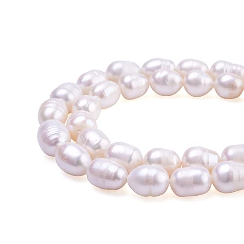 Fashewelry 2 Stränge natürliche Perlen Stränge Süßwasser-Zuchtperlen lose Edelstein Perlen 9 ~ 10 mm für DIY Halskette Armband Ohrringe Schmuckherstellung ca. 38 cm von FASHEWELRY