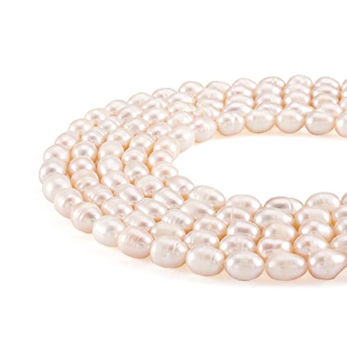 Fashewelry 5 Stränge natürliche ovale runde weiße Süßwasser-Zuchtperlen lose Perlen 8 ~ 14 mm für DIY Halskette Armband Ohrringe Schmuckherstellung ca. 38 ~ 40 Stück / Strang von FASHEWELRY