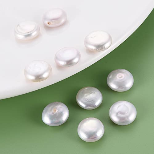Fashewelry natürliche flache runde Keshi-Perlen, Süßwasser-Zuchtperlen ohne Loch, für Schmuckherstellung, ca. 12-13 mm, 5 Stück von FASHEWELRY