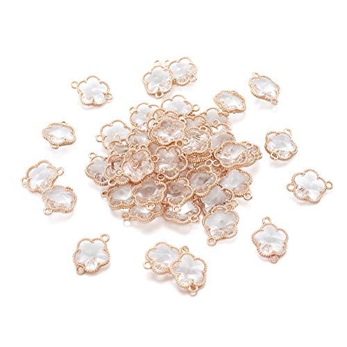Fashewelry 50 Stück facettierte Glasperlen für Charm-Perlen, transparent, Blumen-Verbindungen, 15,5 x 12 mm, für Schmuckherstellung von FASHEWELRY