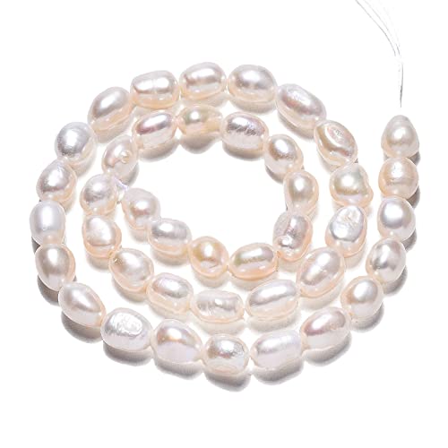 Fashewelry Süßwasser-Zuchtperlen. lose Perlen (8–10 mm) für DIY-Halsketten, Armbänder, Ohrringe, zur Schmuckherstellung, ca. 39–40 Stück pro Strang, Weiß Fashewelry Süßwasser-Zuchtperlen. lose Perlen (8–10 mm) für DIY-Halsketten, Armbänder, Ohrringe, zur Schmuckherstellung, ca. 39–40 Stück pro Strang, Weiß von FASHEWELRY