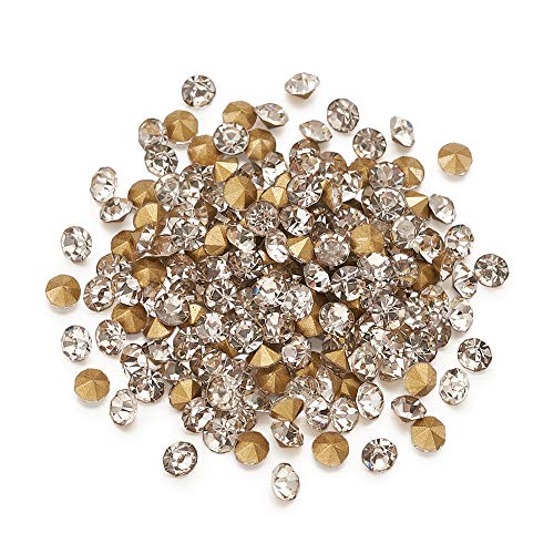 Fashewelry Glas-Cabochons mit spitzer Rückseite, transparent, 4 mm, Mini-facettierte Kristall-Diamant-Edelsteine, Cabochons mit vergoldetem Loch ohne Loch, für DIY-Schmuckherstellung, 1440 Stück von FASHEWELRY