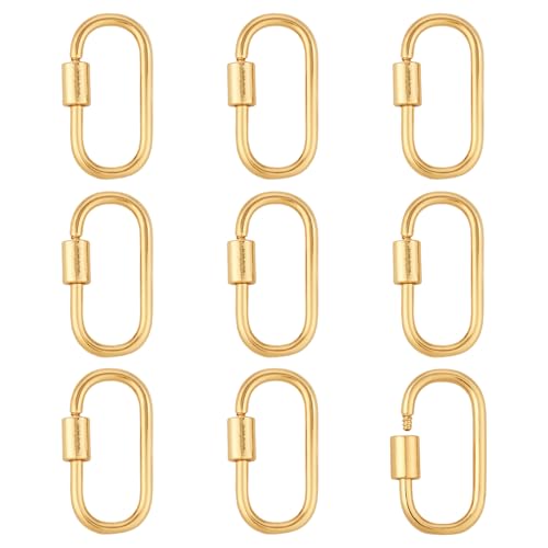 Fashewelry Goldene Schraubverschlusskarabiner, oval, 25,5 x 14 mm, für selbstgemachte Halsketten, Armbänder, Schlüsselanhänger, Schmuckherstellung, 10 Stück von FASHEWELRY