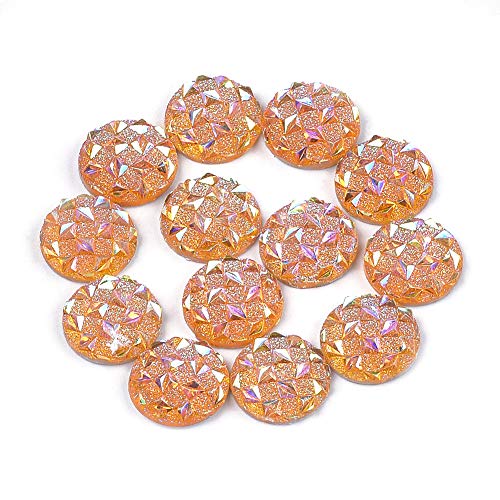 Fashewelry Runde Cabochons mit flacher Rückseite, Kunstharz, Kamee, 12 mm, glitzernde Goldrute, ungebohrt, Deko-Perlen für Bastelarbeiten, Schmuckherstellung, 100 Stück Fashewelry Runde Cabochons mit flacher Rückseite, Kunstharz, Kamee, 12 mm, glitzernde Goldrute, ungebohrt, Deko-Perlen für Bastelarbeiten, Schmuckherstellung, 100 Stück von FASHEWELRY