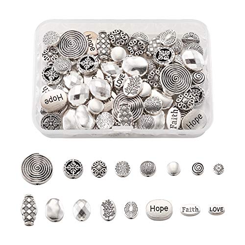 Fashewelry 80 Stück/Box, 16 Stile, tibetische, flache runde Perlen, Legierung, Antik-Silber, Metall-Abstandshalter, Charms für Armband, Halskette, Schmuckherstellung Fashewelry 80 Stück/Box, 16 Stile, tibetische, flache runde Perlen, Legierung, Antik-Silber, Metall-Abstandshalter, Charms für Armband, Halskette, Schmuckherstellung von FASHEWELRY