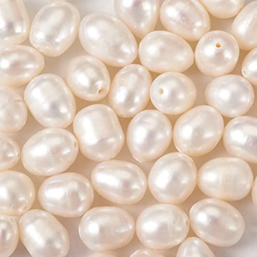 Fashewelry unregelmäßige, natürliche Zuchtperlen (7–8 mm), lose Perlen für DIY-Halsketten, Armbänder, Ohrringe, zur Schmuckherstellung, Weiß von FASHEWELRY