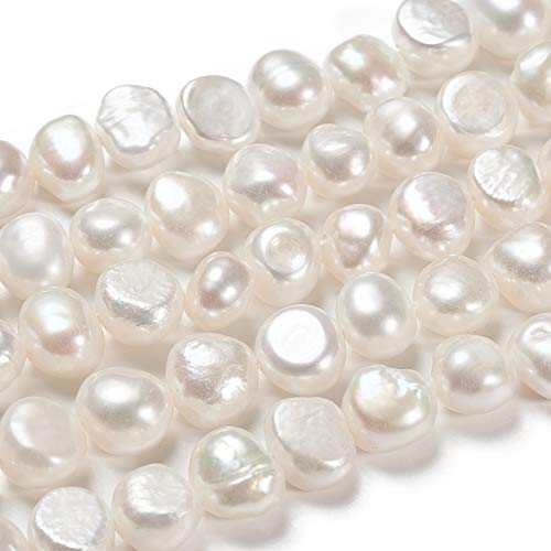 Fashewelry natürliche Süßwasser-Zuchtperlen (7–8 mm), ovale, lose, polierte Perl-Edelsteine für DIY-Halsketten, Armbänder, Ohrringe, zur Schmuckherstellung, Weiß von FASHEWELRY