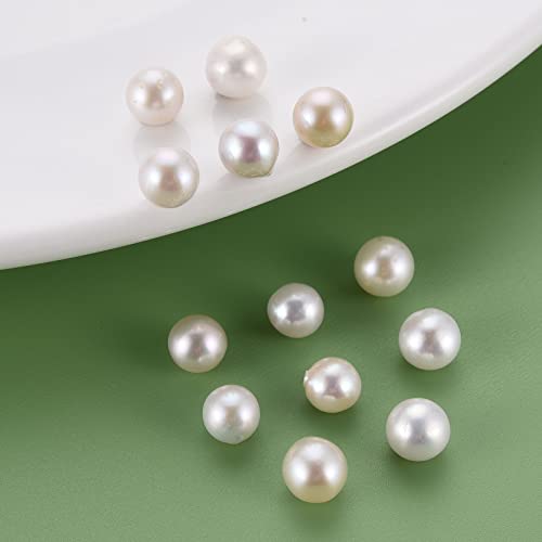 Fashewelry natürliche Keshi-Perlen, runde Süßwasser-Zuchtperlen ohne Loch, für Schmuckherstellung, ca. 7-8 mm, 20 Stück von FASHEWELRY