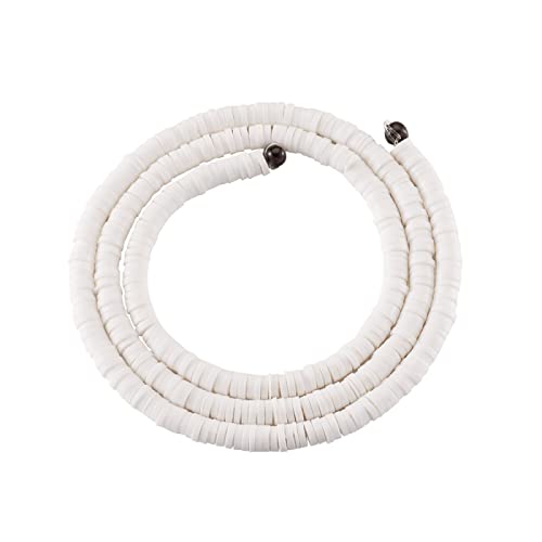 Heishi Abstandshalter für Halsketten, Armbänder, Ohrringe, Schmuckherstellung, 4 mm, flach, rund, Polymer-Ton, ca. 380 ~ 400 Stück, weiß Heishi Abstandshalter für Halsketten, Armbänder, Ohrringe, Schmuckherstellung, 4 mm, flach, rund, Polymer-Ton, ca. 380 ~ 400 Stück, weiß von FASHEWELRY