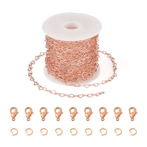 Roségoldene Herz-Gliederketten, langlebig, plattiert, 5 m, Schmuckherstellung, Kette mit Biegeringen, Karabinerverschlüssen für Frauen, DIY-Armband, Halskettenherstellung Roségoldene Herz-Gliederketten, langlebig, plattiert, 5 m, Schmuckherstellung, Kette mit Biegeringen, Karabinerverschlüssen für Frauen, DIY-Armband, Halskettenherstellung von FASHEWELRY