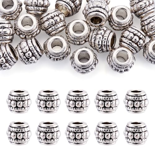 Tibetische Zwischenperlen in Fassform, antikes Silber, 8 x 6,5 mm, cadmiumfrei, nickelfrei und bleifrei, für Halsketten, Armbänder und Schmuckherstellung, 20 Stück von FASHEWELRY
