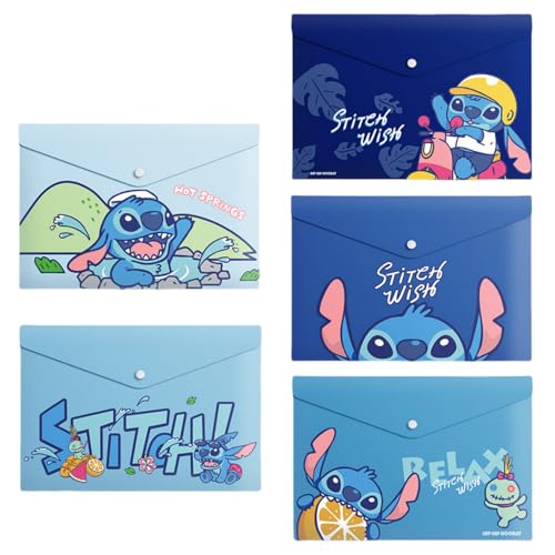 FASHION YO 5 Kunststoffhüllen A4, 5 verschiedene Designs, Kunststoff-Ordner mit Druckknopfverschluss, leichte Brieftaschen für Dokumente, Büro, Schule, Organisation für Kinder und Erwachsene (Stich) FASHION YO 5 Kunststoffhüllen A4, 5 verschiedene Designs, Kunststoff-Ordner mit Druckknopfverschluss, leichte Brieftaschen für Dokumente, Büro, Schule, Organisation für Kinder und Erwachsene (Stich) von FASHION YO