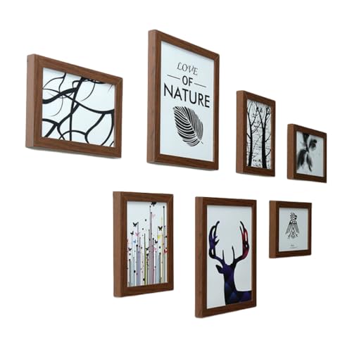 FASHION YO Collage-Bilderrahmen, 7-teiliges Set mit 7 Bildern, Holz-Collage-Rahmen für Familienbilder, Treppen, kreative Fotowand, 25,4 x 20,3 cm, 5 x 17,8 cm, 7 Stück, Eichenholz von FASHION YO