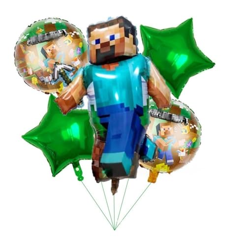 Fashion Yo Ballon Girlande Bogen Kit Macaron Metallic Konfetti Ballons für Geburtstagsfeier Hochzeit Taufe Kommunion Dekorationen (Minecraft 5pcs) von FASHION YO