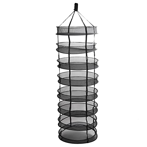 Kräutertrockner, 8-lagiges zusammenklappbares Mesh-Reißverschluss-Pflanzen-Hänge-Trockennetz mit Aufbewahrungstasche, 70,9 x 23,6 Zoll abnehmbares Mesh-Hänge-Trockennetz für Gemüseblumen von FASJ