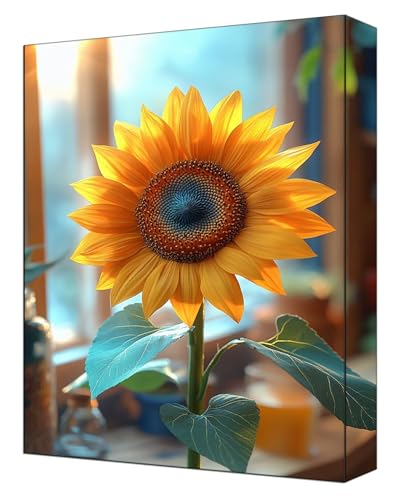 Malen Nach Zahlen Erwachsene Blumen, 5D DIY Malen Nach Zahlen Kinder ab 7 Mit Pinsels und Acrylfarbe, Hobby Erwachsene Kreativ, Knitterfreie Leinwand Kit, Ohne Rahmen 80 x 110cm Sonnenblume G-356 von FASLQQAA
