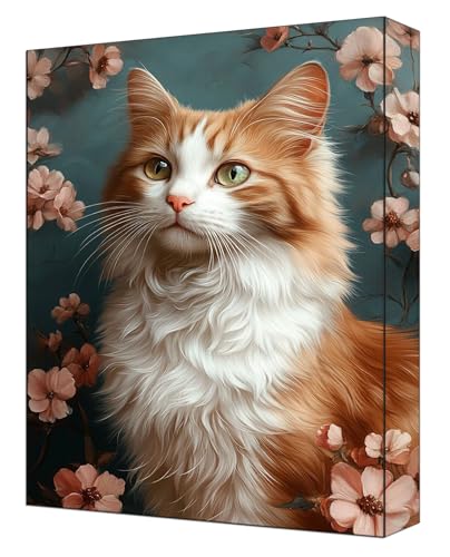 Malen Nach Zahlen Erwachsene Blumen, DIY Malen Nach Zahlen Kinder ab 7 Mit Pinsels und Acrylfarbe, Hobby Erwachsene Kreativ, Knitterfreie Leinwand Kit Als Geschenke, Ohne Rahmen 80 x 110cm Katze G-337 von FASLQQAA