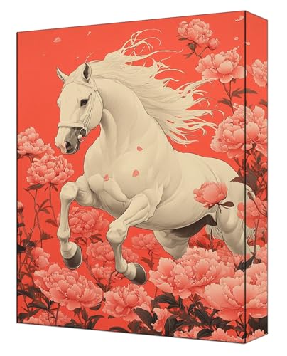 Malen Nach Zahlen Erwachsene Blumen, DIY Malen Nach Zahlen Kinder ab 7 Mit Pinsels und Acrylfarbe, Hobby Erwachsene Kreativ, Knitterfreie Leinwand Kit Ohne Rahmen Wanddeko 100 x 135cm Pferd G-335 von FASLQQAA