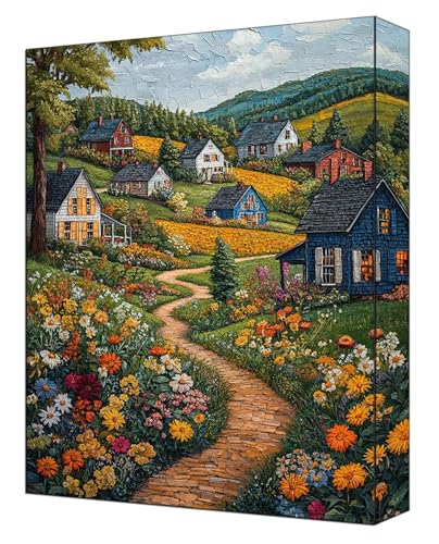 Malen Nach Zahlen Erwachsene Blumen, DIY Malen Nach Zahlen Kinder ab 7 Mit Pinsels und Acrylfarbe, Hobby Erwachsene Kreativ, Knitterfreie Leinwand Kit Ohne Rahmen Wanddeko 40 x 55cm Landschaft G-327 von FASLQQAA