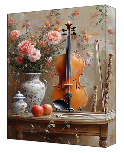Malen nach Zahlen Erwachsene Set, DIY Malen Nach Zahlen Blumen mit 3 Pinseln und Acrylfarben, Knitterfreie Leinwand 50 x 70cm, Paint by Numbers für Erwachsene Ohne Rahmen, Heimdekoration Violine G-359 von FASLQQAA