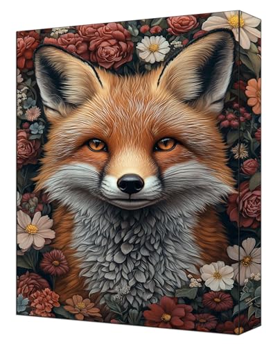 Malen nach Zahlen Erwachsene Set, DIY Malen Nach Zahlen Blumen mit 3 Pinseln und Acrylfarben, Knitterfreie Leinwand 90 x 120cm, Paint by Numbers für Erwachsene Ohne Rahmen, Heimdekoration Fuchs G-323 von FASLQQAA