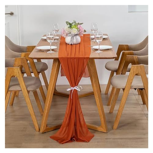 Tischdecke, Tischfahne, Gaze-Chiffon-Tischläufer 30 cm * 300 cm Romantischer Tischläufer for Hochzeit, Geburtstag, Party, Braut, Valentinstag, Tischdekoration, 1 Stück (Color : Orange, Size : 30cmx3 Tischdecke, Tischfahne, Gaze-Chiffon-Tischläufer 30 cm * 300 cm Romantischer Tischläufer for Hochzeit, Geburtstag, Party, Braut, Valentinstag, Tischdekoration, 1 Stück (Color : Orange, Size : 30cmx3 von FASOLI