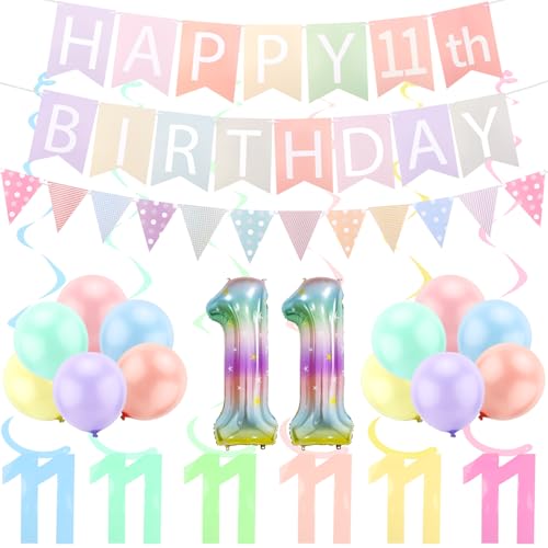 FASOTY 11. Geburtstag Dekorationen für Mädchen Pastell Macaron Nummer 11 Ballon vorbespannt Pastell Happy 11th Birthday Banner und Tringle Flag 11 Jahre alt Mädchen Geburtstag Dekorationen Supplies FASOTY 11. Geburtstag Dekorationen für Mädchen Pastell Macaron Nummer 11 Ballon vorbespannt Pastell Happy 11th Birthday Banner und Tringle Flag 11 Jahre alt Mädchen Geburtstag Dekorationen Supplies von FASOTY