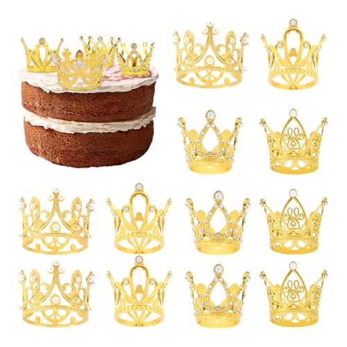 FASOTY Mini-Kronen-Kuchenaufsatz, kleine Goldkronen für Blumensträuße, Kristall-Prinzessinnen-Geburtstagskuchen- und Cupcake-Kronendekoration, Dekoration für Geburtstag, Hochzeit, Babyparty, Party, 12 FASOTY Mini-Kronen-Kuchenaufsatz, kleine Goldkronen für Blumensträuße, Kristall-Prinzessinnen-Geburtstagskuchen- und Cupcake-Kronendekoration, Dekoration für Geburtstag, Hochzeit, Babyparty, Party, 12 von FASOTY