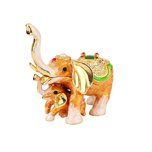 FASSLINO Mutter und Kind Elefanten Schmuckschatulle Scharnier emailliert handbemalt Figur Ornamente Handwerk einzigartiges Geschenk für Heimdekoration von FASSLINO