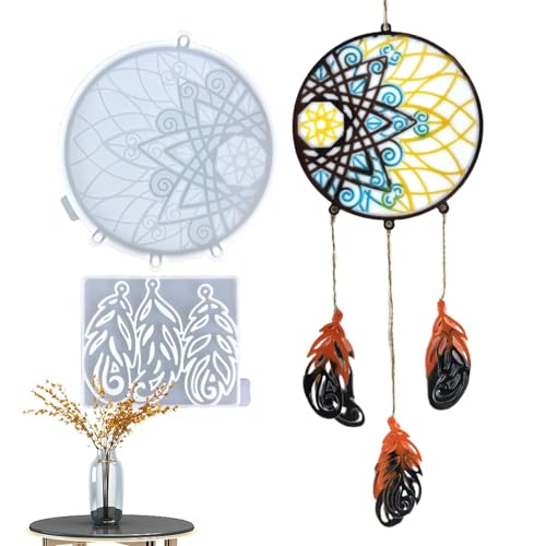 FASSME Traumfänger-Epoxidharz-Form, Silikon-Traumfänger und -Federform, Innen- und Außenbereich, komplettes Harzform-Set für Schlafzimmer, Balkon, Wohnzimmer FASSME Traumfänger-Epoxidharz-Form, Silikon-Traumfänger und -Federform, Innen- und Außenbereich, komplettes Harzform-Set für Schlafzimmer, Balkon, Wohnzimmer von FASSME