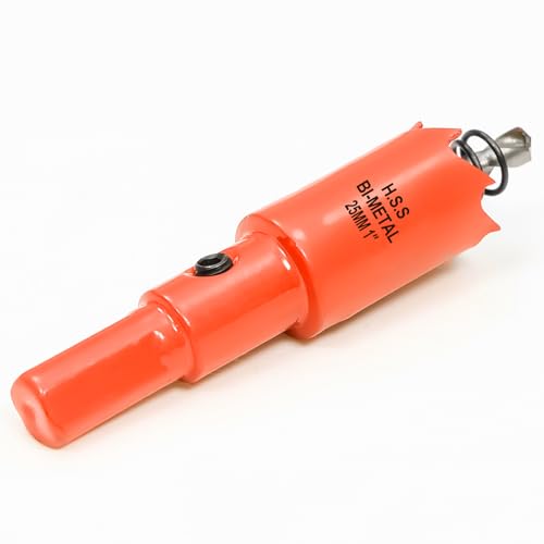 Lochsäge 25mm Orange, Schnellarbeitsstahl HSS M42 Bi-Metall Lochsäge holz, Lochfräser mit Sechskant Schaft und Bohrer mit 30mm Schnitttiefe für holz, Trockenbau und Metallblech von FASTDEPLE