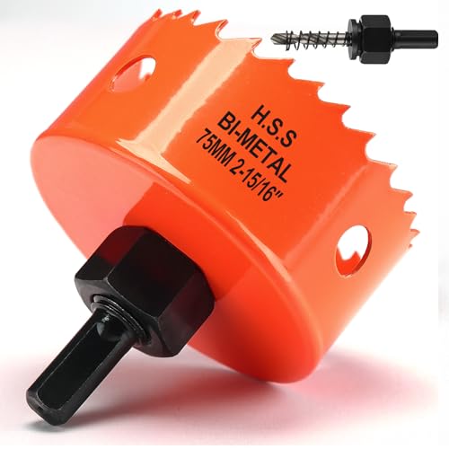 Lochsäge 75mm Orange, Schnellarbeitsstahl HSS M42 Bi-Metall Lochsäge holz, Lochfräser mit Sechskant Schaft und Bohrer mit 35mm Schnitttiefe für holz, Trockenbau und Metallblech Lochsäge 75mm Orange, Schnellarbeitsstahl HSS M42 Bi-Metall Lochsäge holz, Lochfräser mit Sechskant Schaft und Bohrer mit 35mm Schnitttiefe für holz, Trockenbau und Metallblech von FASTDEPLE