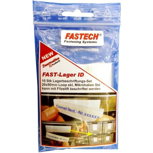 FASTECH 610-010-BAG Selbstklebende Etiketten, Weiß, 80 mm, 20 mm, 10 Stück von Fastech