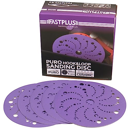 15,2 cm große Schleifscheiben, 25 Stück, Keramik-Klettschleifer, Schleifpapier, Körnung 220, Multi-Loch-Muster, Schleifscheibe für Exzenterschleifer von FASTPLUS