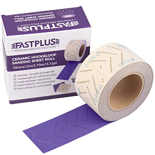 Clean Schleifpapier Rolle Purple Clean Schleifrollen 70 mm x 12 m Multi-Hole Schleifpapierrolle Rechteckig Von Hand Zerrissen Schleifpapier zum Entfernen von Beschichtungen, Autoschleifen, Körnung 180 von FASTPLUS