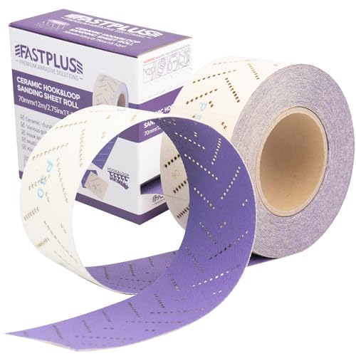 Clean Schleifpapier Rolle Purple Clean Schleifrollen 70 mm x 12 m Multi-Hole Schleifpapierrolle Rechteckig Von Hand Zerrissen Schleifpapier zum Entfernen von Beschichtungen, Autoschleifen, Körnung 400 von FASTPLUS